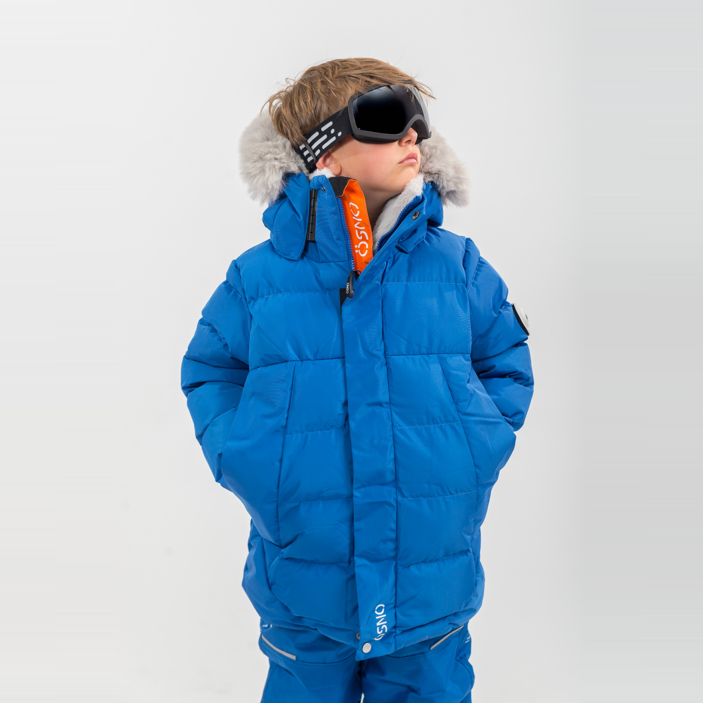 Boy wearing Liam's Luxury Snowsuit - Jacket & Snowpants